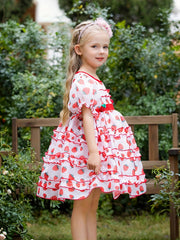 Girls Strawberry Princess Tutu Dress Party Beach Outfit