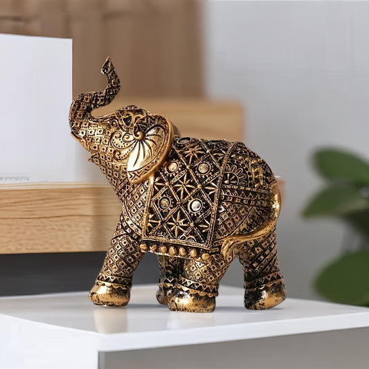 Lucky Wealth Elephant Resin Statue For Home Office Decor