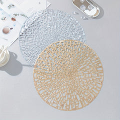 6pcs Hollow Bronzing Placemats Washable Anti-slip Table Mats