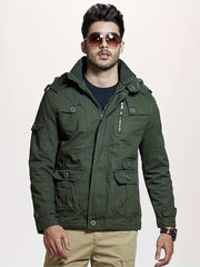 Men's Softshell Hooded Windbreaker Jacket with Pockets