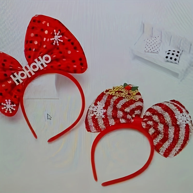 Christmas Festive Supplies Sequin Letter Bow Headband Word Sign