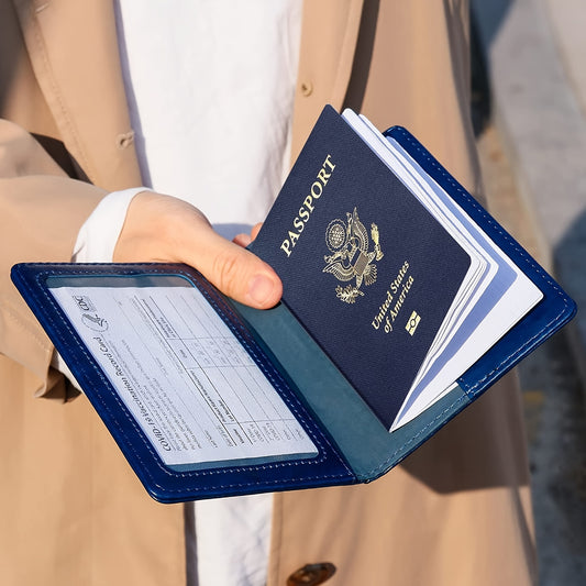 Leather Passport Cover Protector Unisex Holder Travel Bag Combo