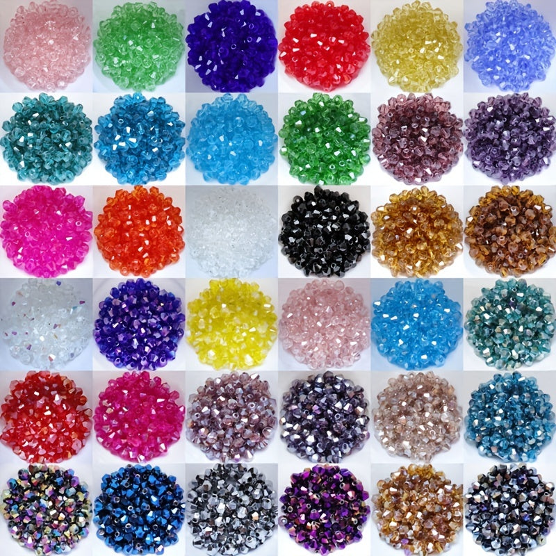 4mm Double Cone Crystal Rhombus Glass Beads DIY Beaded Bracelet Necklace