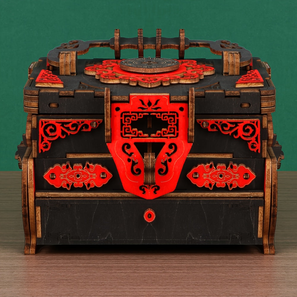 3D Wooden Puzzle Music Jewelry Box with 3D Musical Instruments DIY Assembly Kit