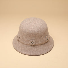 Wool Winter Bucket Hat Small Flower Fisherman Cap For Women