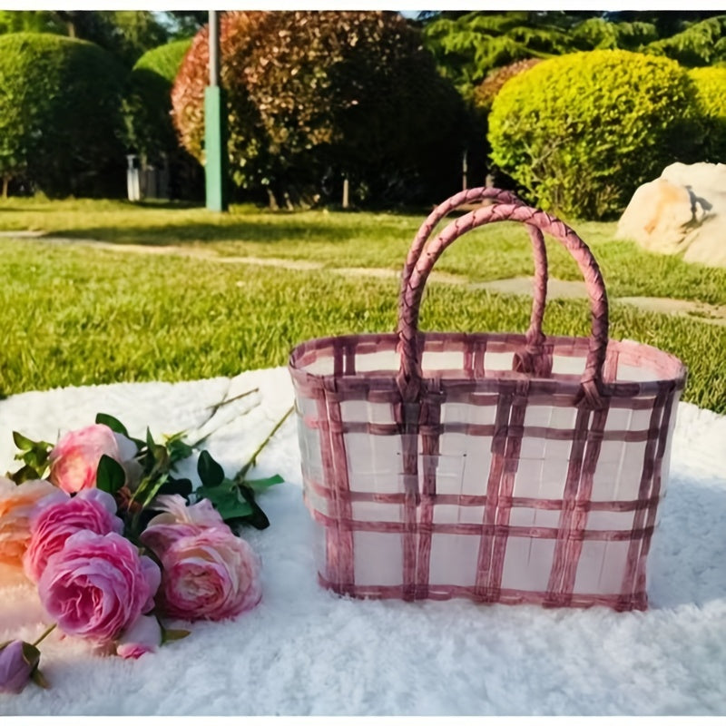 Striped PVC Handbag Large Tote Bag
