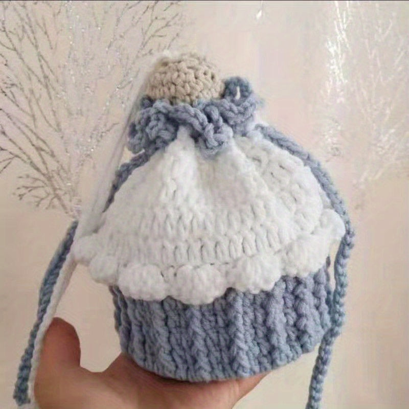 Woven Material Bag Cake Bag Crochet Handbag Grey Wine Red