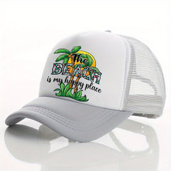 Men's Multicolor Palm Tree Print Peaked Cap