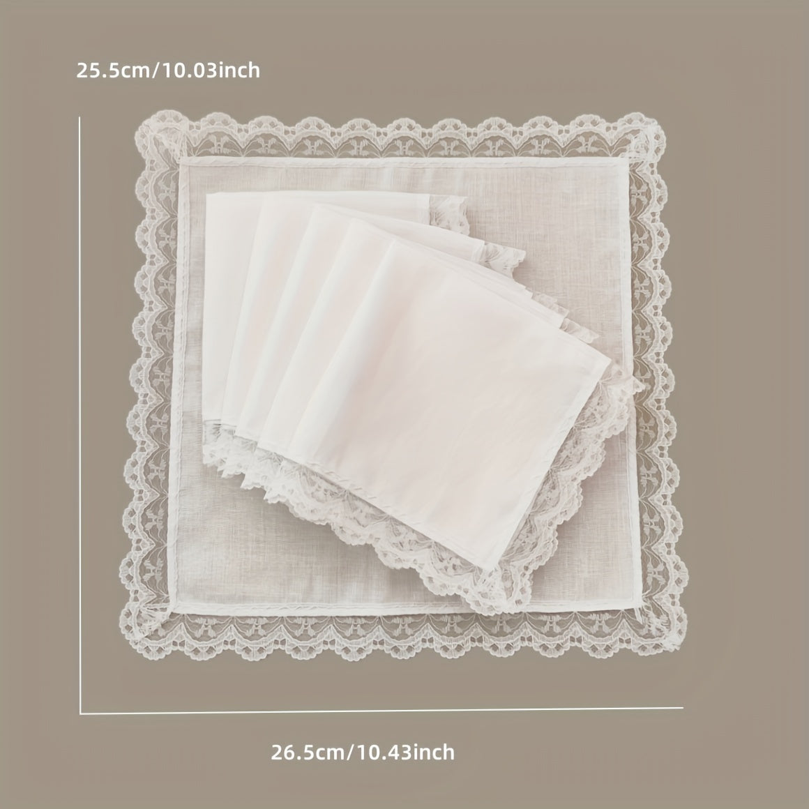 6pcs Lace Trim Handkerchiefs Women's DIY Decoration