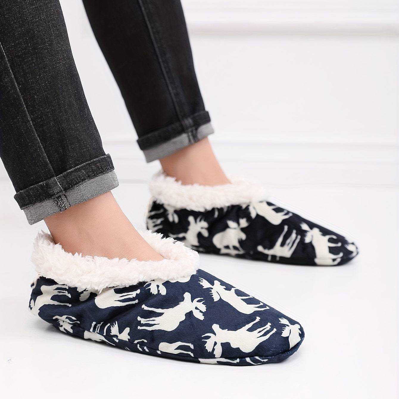 Cozy Deer Slippers for Men Winter Shoes