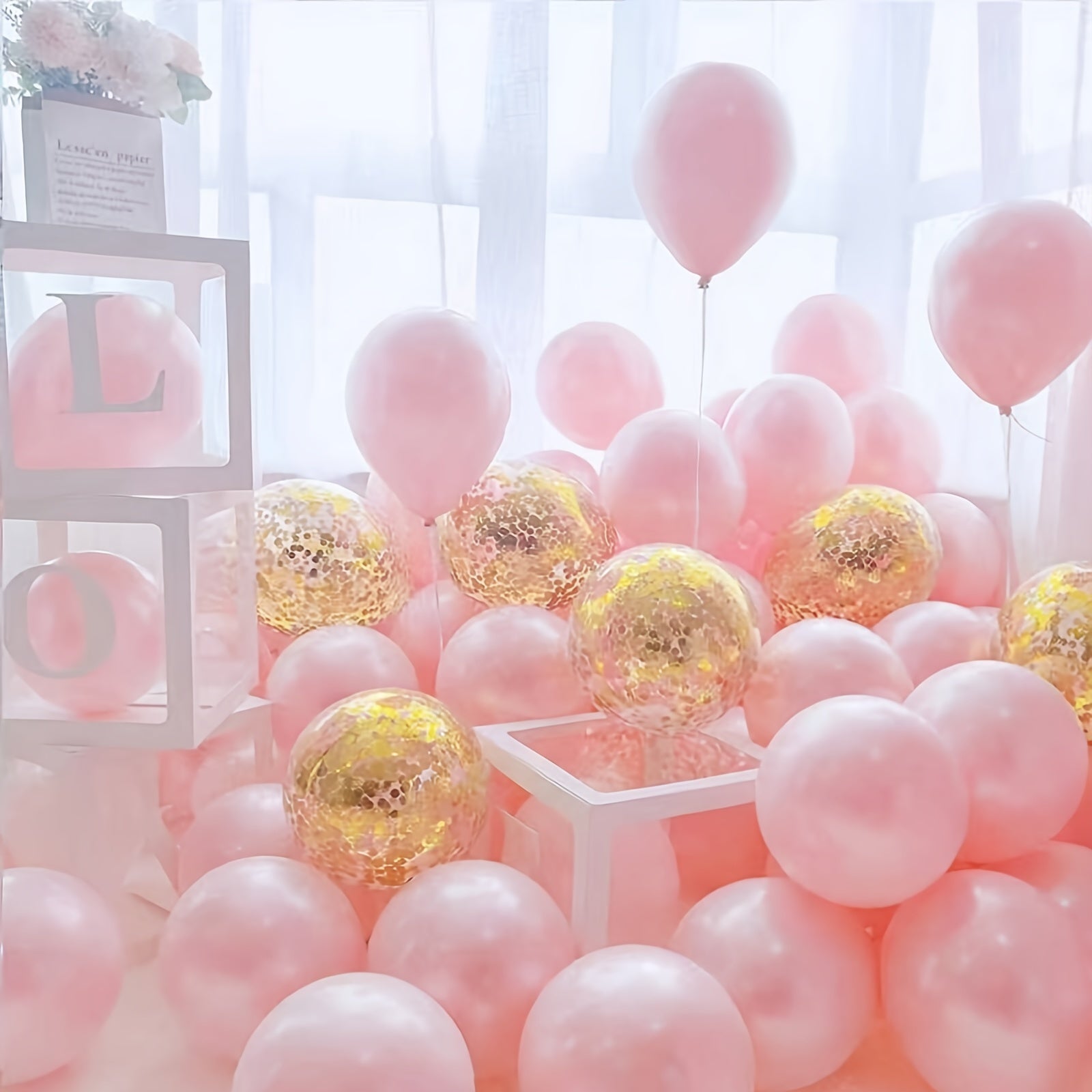 20pcs Pink Confetti Balloon Set For Parties & Events