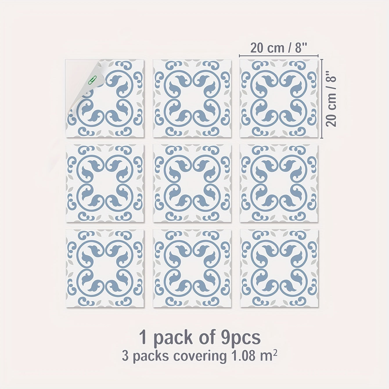 9pcs Morocco Printed Peel And Stick Waterproof Kitchen Stickers