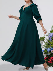  Ruffle Trim Maxi Bridesmaid Dress