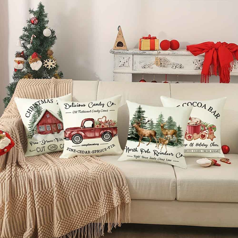 1pc Reindeer Christmas Pillow Case - Holiday Decor