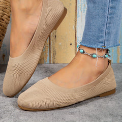 Women's Knitted Flat Shoes Soft Sole Slip On Casual Walking Flats