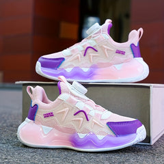 Girl's Block Mesh Basketball Shoes With Rotating Buckle