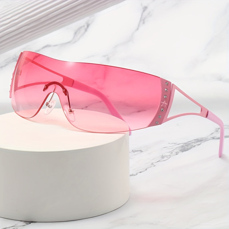 Y2K Star One piece Sunglasses Rhinestone Gradient UV400 Sun Shades