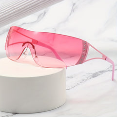 Y2K Star One piece Sunglasses Rhinestone Gradient UV400 Sun Shades