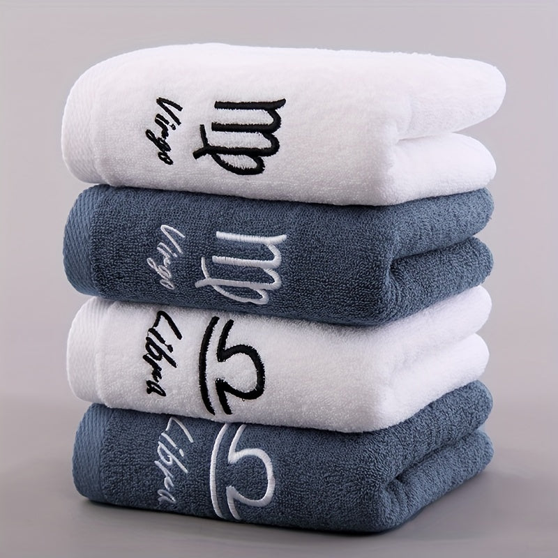 Soft Cotton Face Towel with Constellation Embroidery Pattern