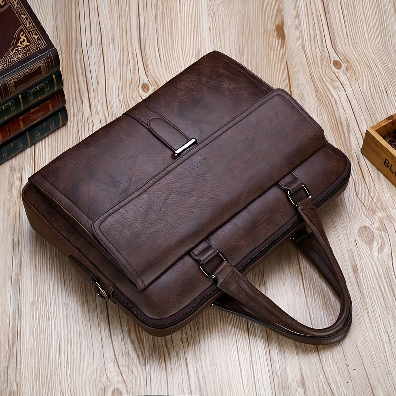 Retro Waterproof Briefcase With Handle & Strap Laptop Sleeve Bag