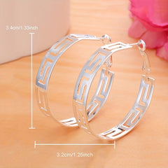 Chunky Big Hoop Earrings 925 Silver Plated Geometric Jewelry For Women Girls