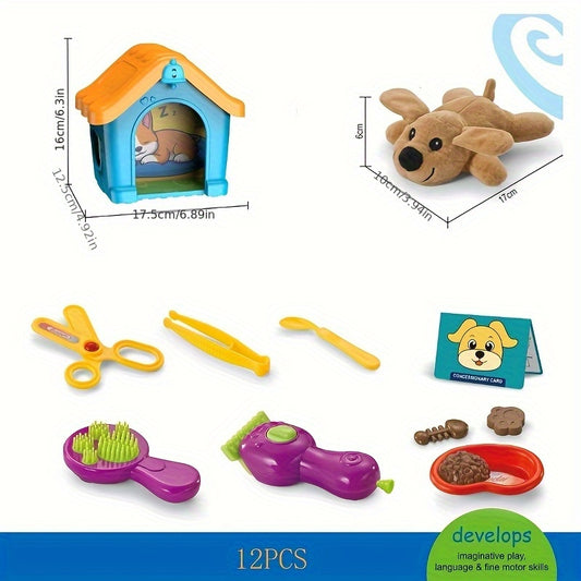 Interactive Pet House Playset for Kids Home Pretend Play Toy Gift Boys Girls