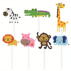 7pcs Animal Cake Insert Card Set for Baby Birthday Party Decoration