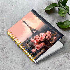 Eiffel Tower Pink Sky Flower Notebook Office Stationery