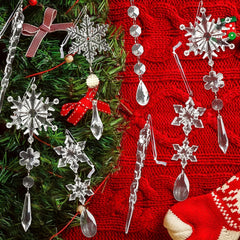 5pcs Crystal Christmas Ornaments Icicle Snowflake Hanging Acrylic Decor