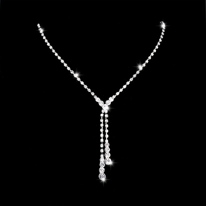 Crystal Tassel Jewelry Set - Necklace & Earrings