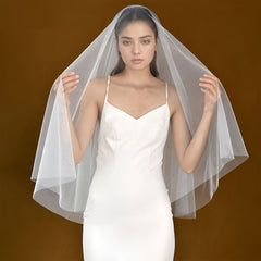 Single Layer Nude Bridal Veil Soft Polyester with Comb