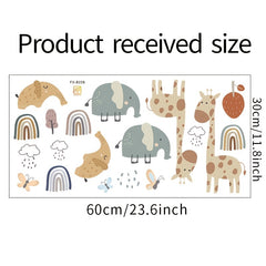 Cartoon Giraffe Elephant Children's Bedroom Wall Sticker