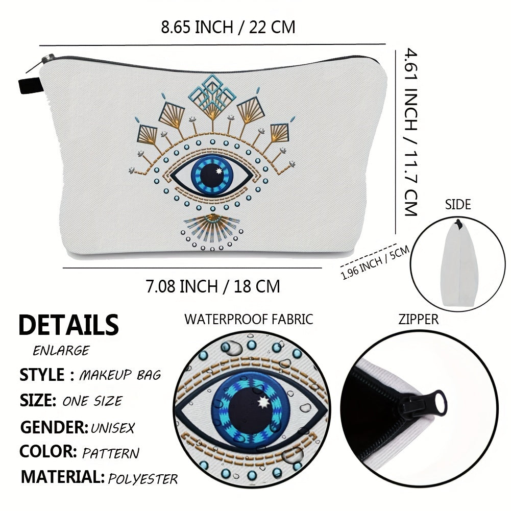 Evil Eye Pattern Travel Toiletry Bag Portable Cosmetic Storage Makeup Pouch