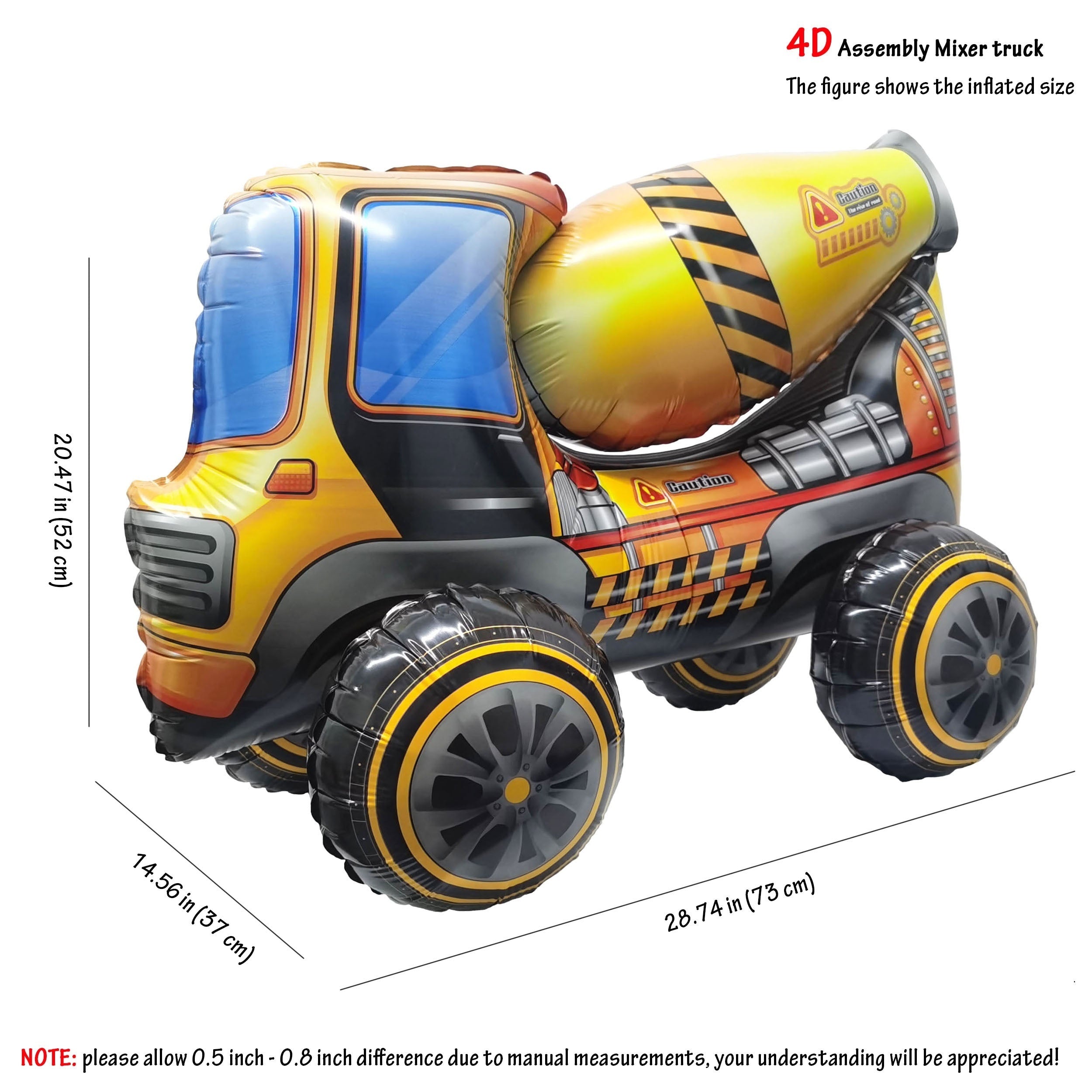 Construction Balloons 4D Assembly Big Truck Excavator Birthday Balloon