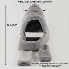 Winter Hats Scarves Gloves Warm Plush Three-piece Suit Valentine