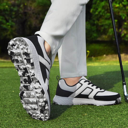 Men's Pro Golf Shoes w/ Spikes Non Slip Lace Up Sneakers