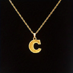 Golden A Initial Necklace Stainless Steel Alphabet Pendant