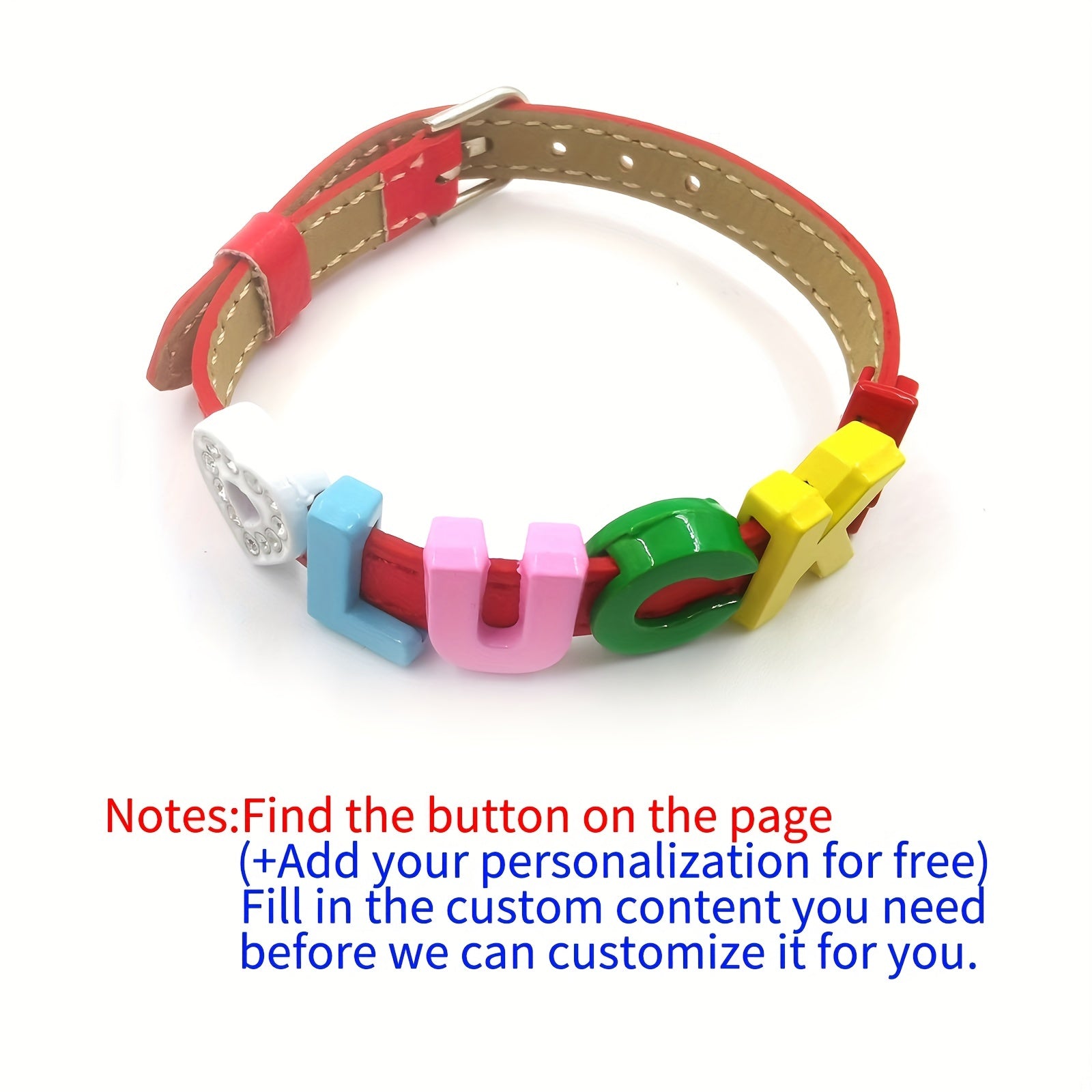 Custom Red Pet Memorial Bracelet with Colorful Letters