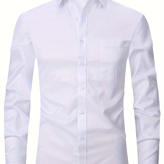 Men's Formal Long Sleeve Shirt with Chest Pocket