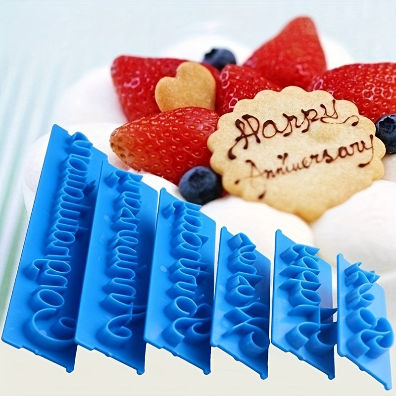 6pcs Cake Baking Molds Alphabet Letter Words Cookie Press Stamp