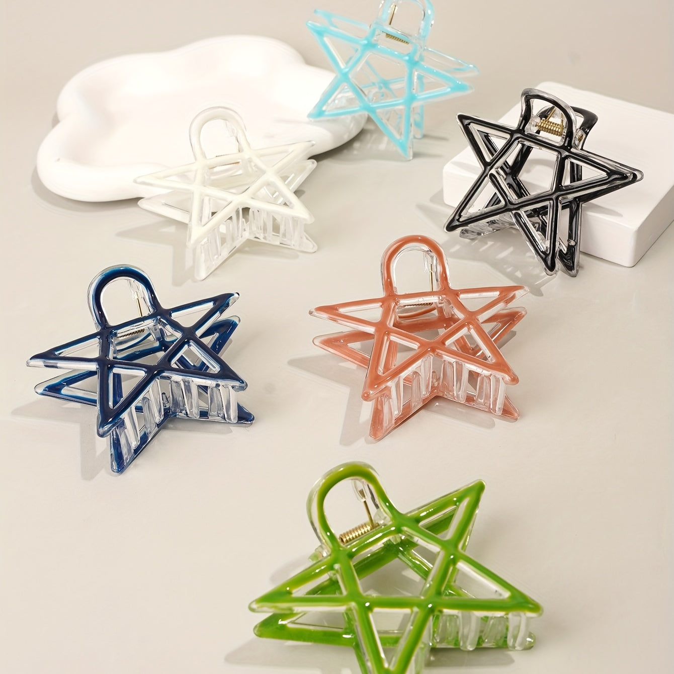 2pcs Set Hair Claw Mixed Pentagram Shark Claw Hair Clip