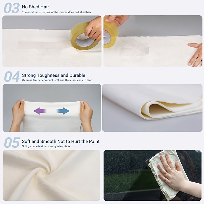 3Pcs Chamois Car Cleaning Towel Sheepskin Quick Drying Absorbent Cloth