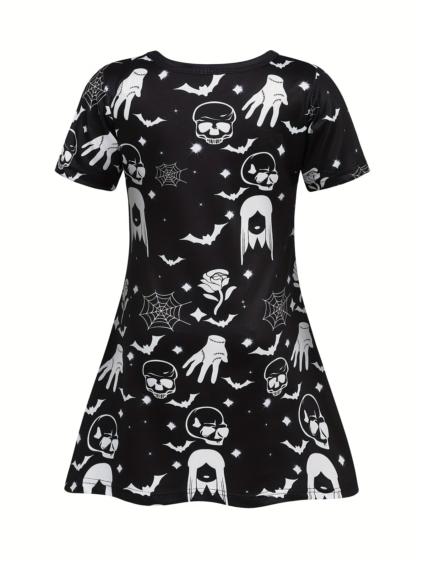 Girls Summer Dress Short Sleeve Mid length Dress Halloween Creative Printing