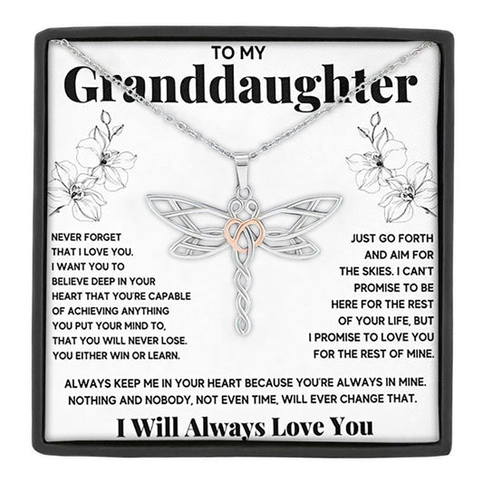 Dragonfly Necklace To My Granddaughter Gift Box Included