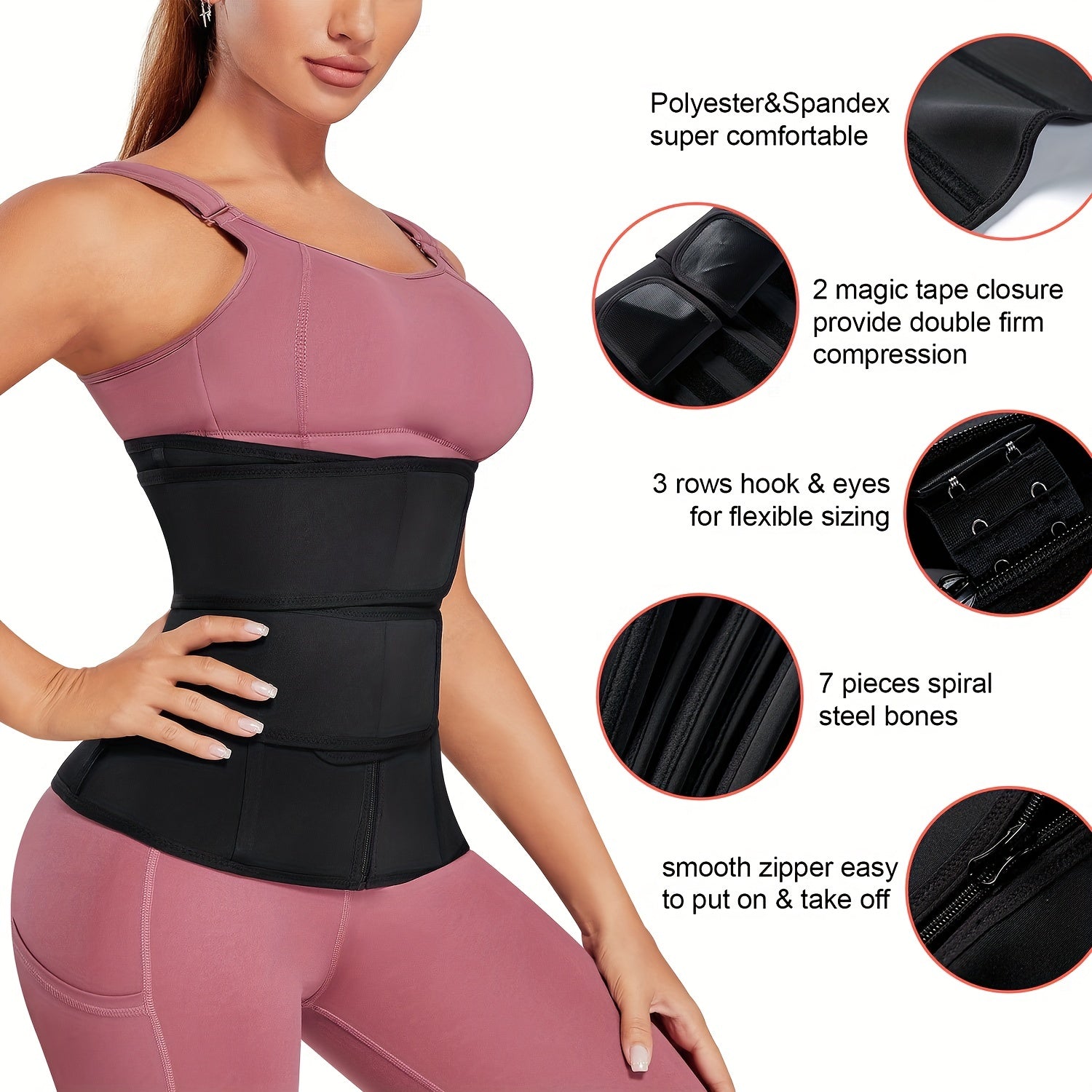 Waist Trainer Tummy Wrap Tummy Control Workout Zipper Slimmer Belly Belt