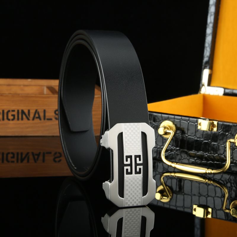 Men's Cowhide Belt Checkerboard Pattern 3.25in Width Stainless Steel Buckle