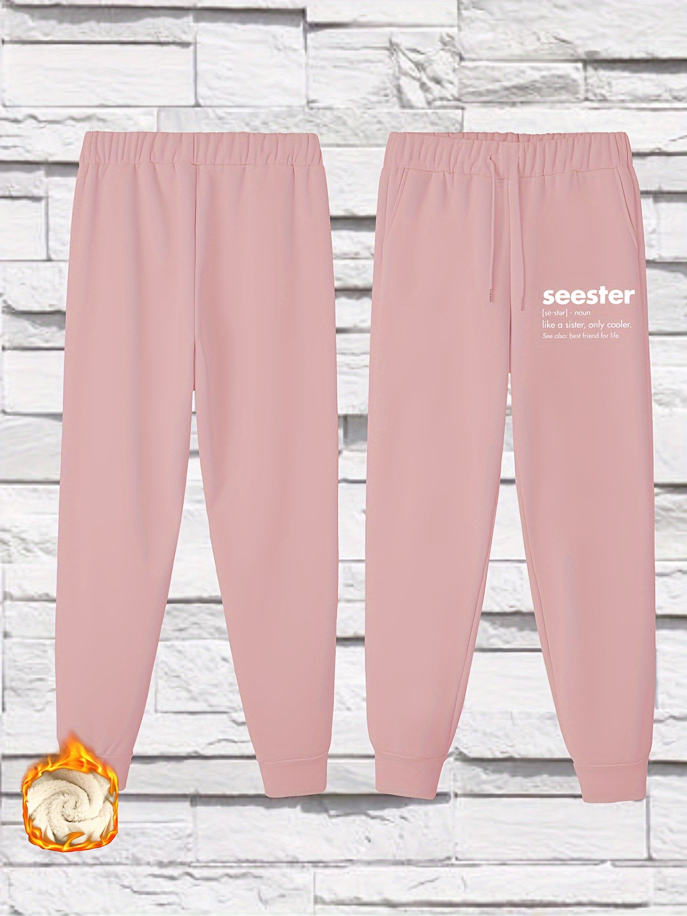 Women's Plus Slogan Print Fleece Joggers