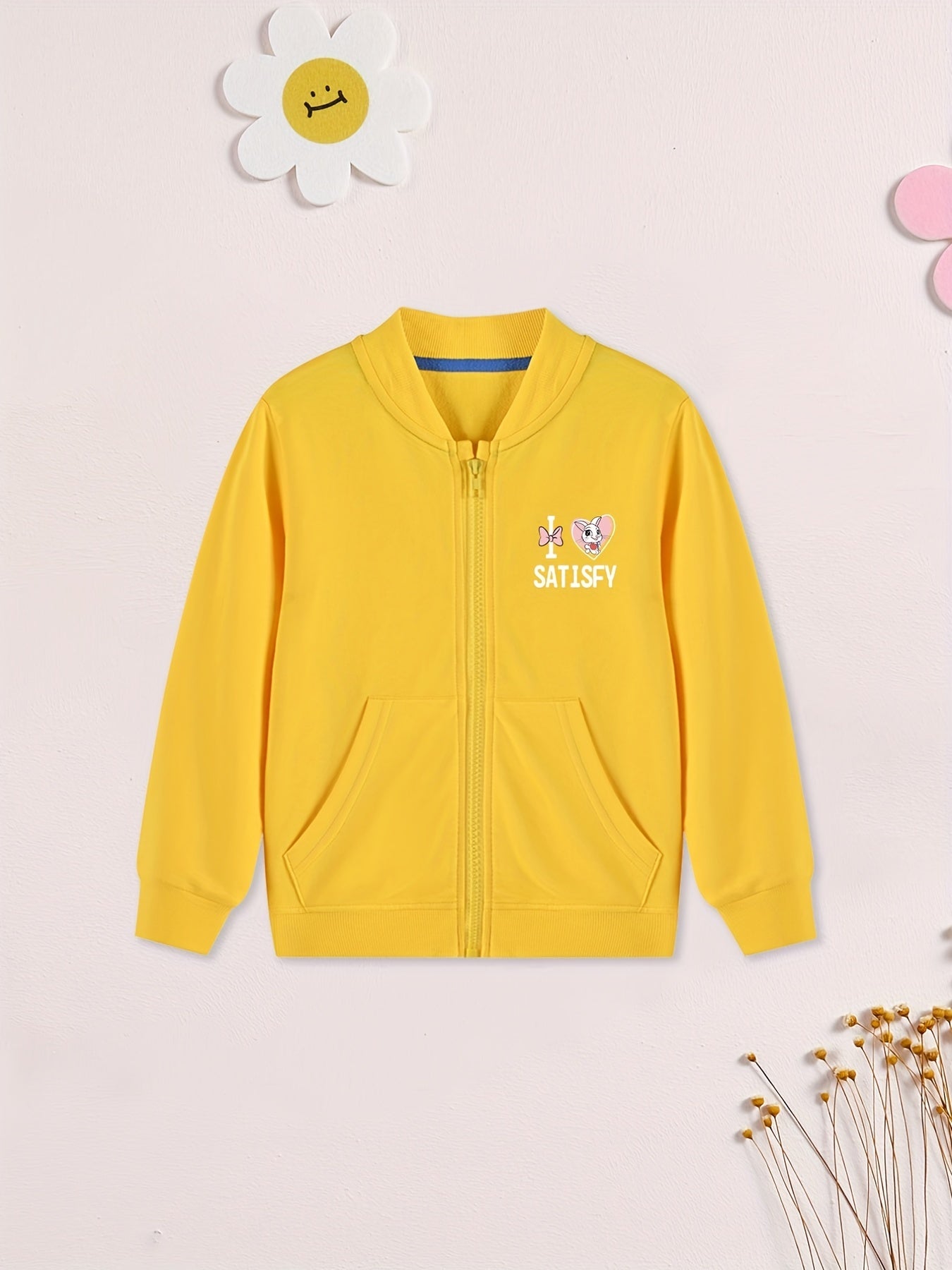 Boy's Rabbit Graphic Cotton Zip Up Jacket for Spring Fall