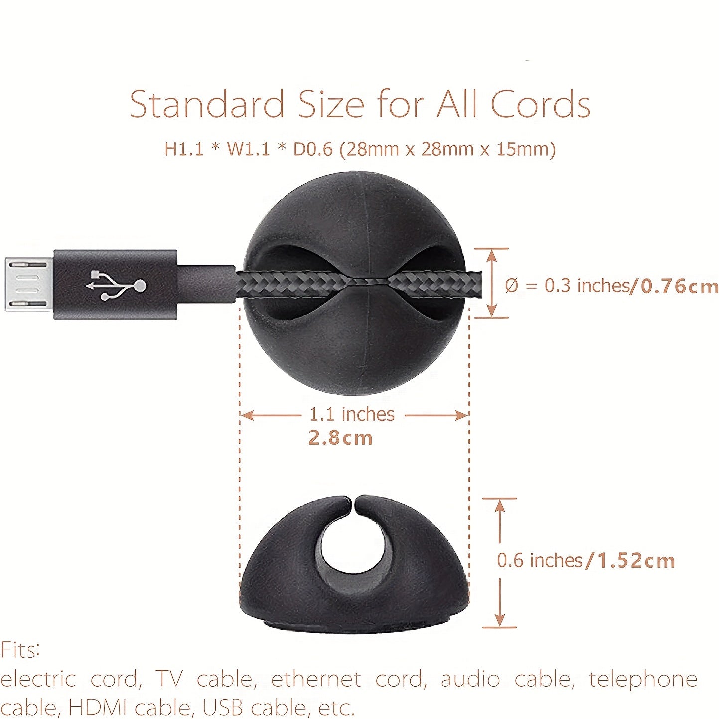8 Pcs Adhesive Cord Holders Cable Clips Cable Management Organizer