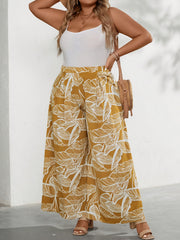  Tropical Print High Rise Wide Leg Trousers